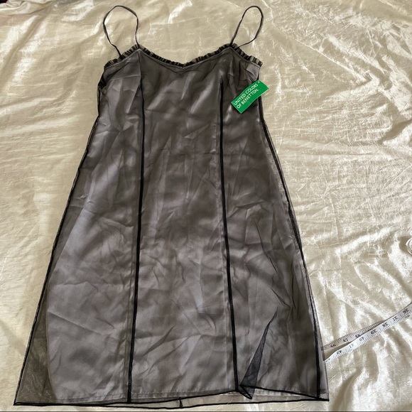 NWT United Colors of Benetton silver and black mesh dress - Picture 3 of 13